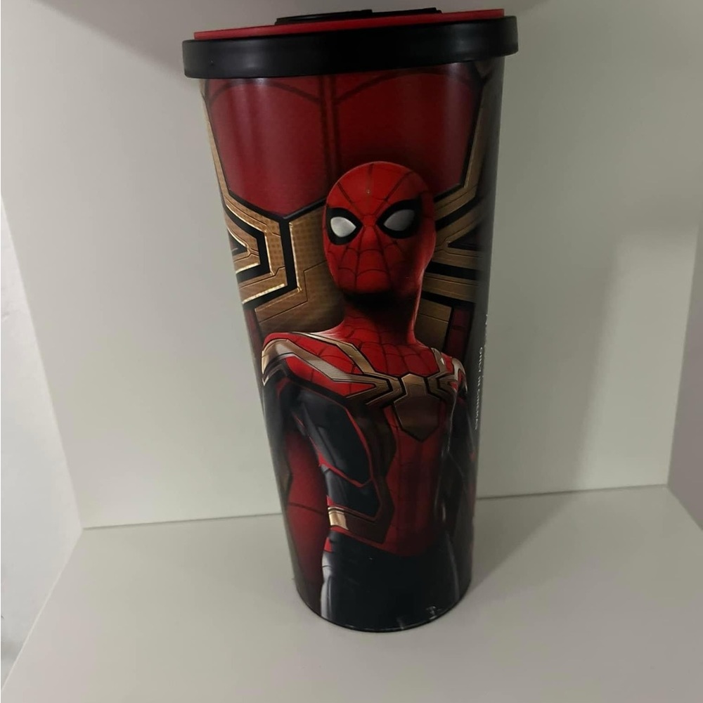Spiderman no way home movie plastic glass from theater .